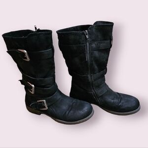 Maurices Black Mid-Calf Buckle Boot Size 9